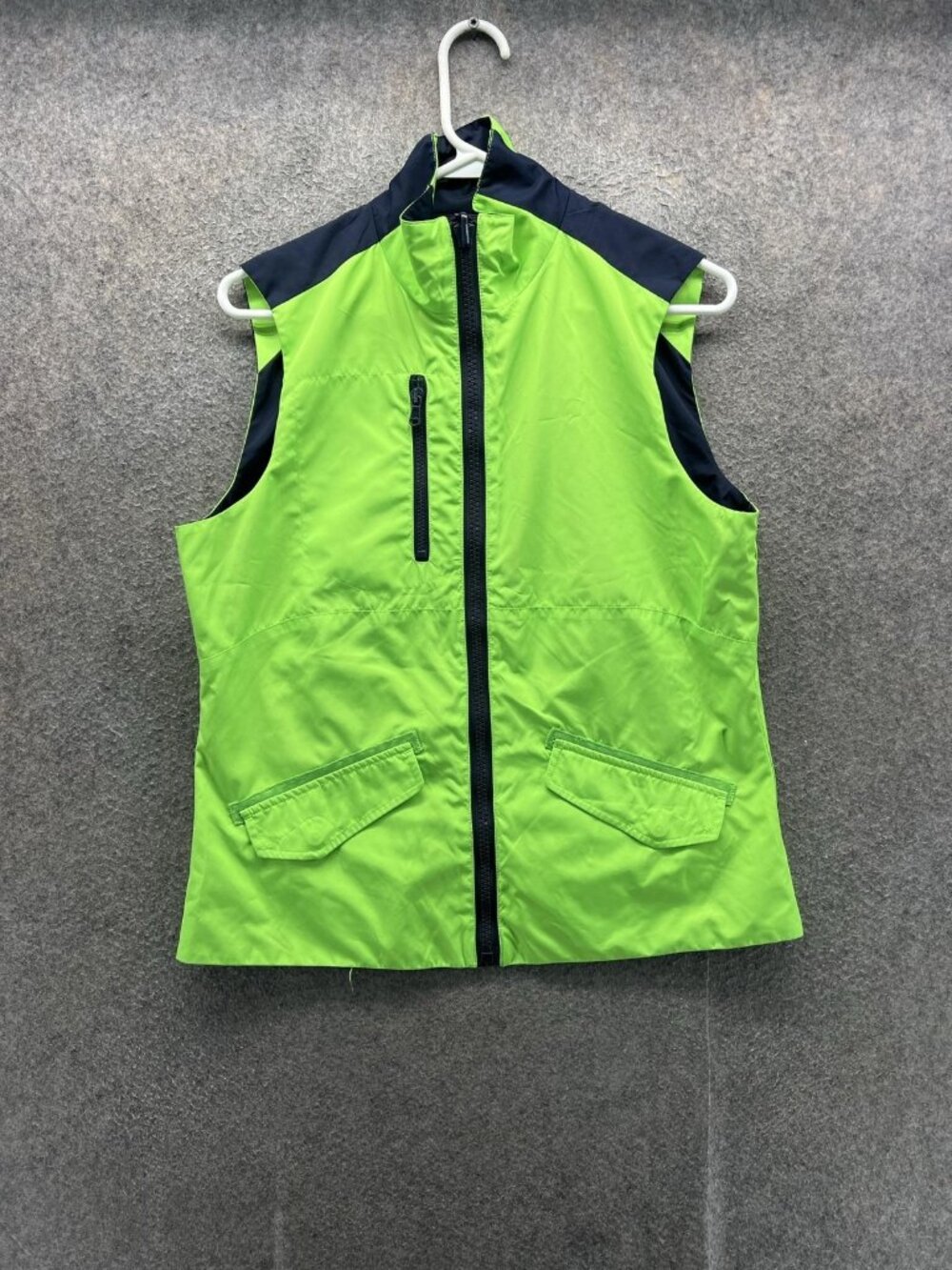 Lauren Ralph Lauren Reversible Vest Women Medium Green Navy Full Zip Windbreaker